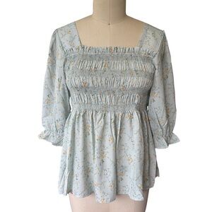 NWT DAVI & DANI Floral Smocked Nursing Maternity Breastfeeding Friendly size L